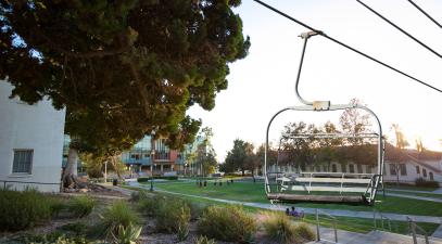 Ski lift above Upper Quad at Whittier College
