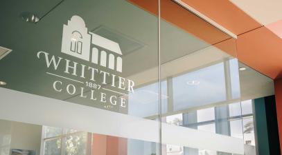 Glass wall with logo