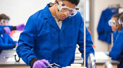 Student in a laboratory