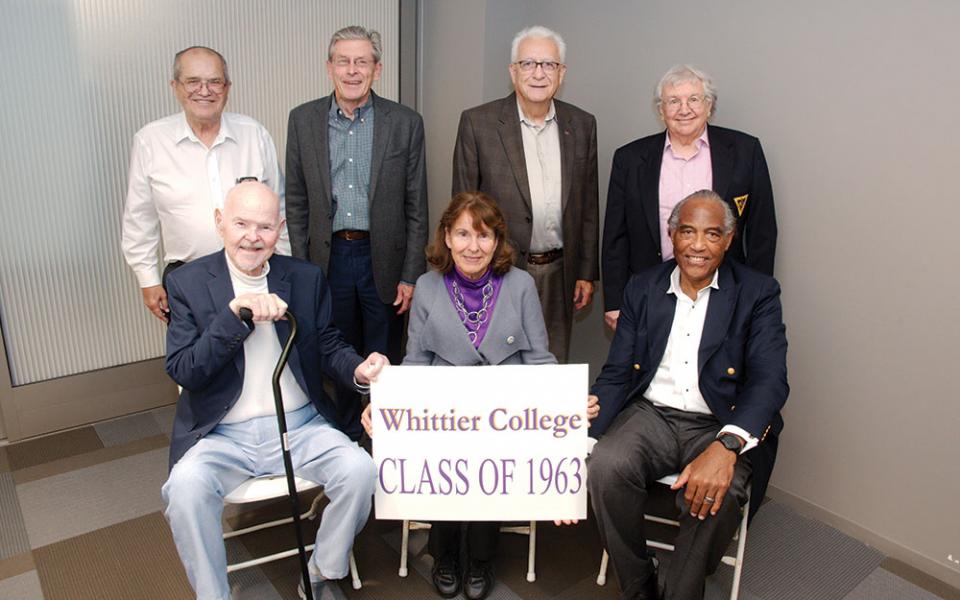 A large group of alumni from the Whittier Colege class of 1963.