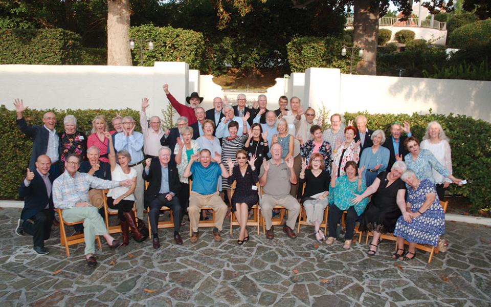 A large group of alumni from the Whittier Colege class of 1968.