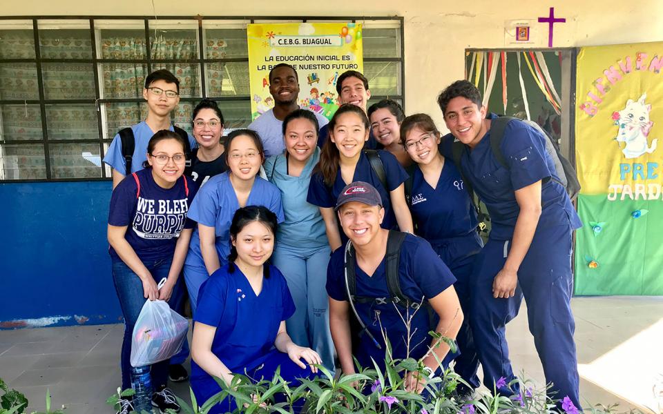 A group of students pose for a photo