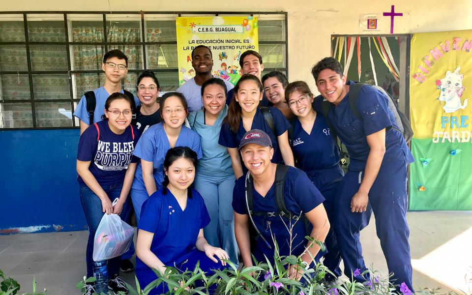 A group of students pose for a photo