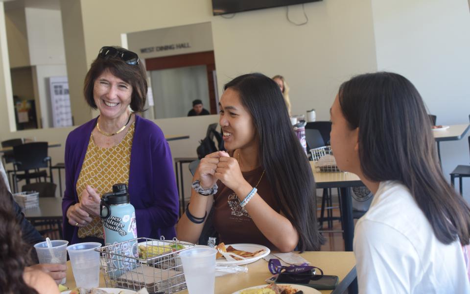 Interim President Dillon '73 with Students