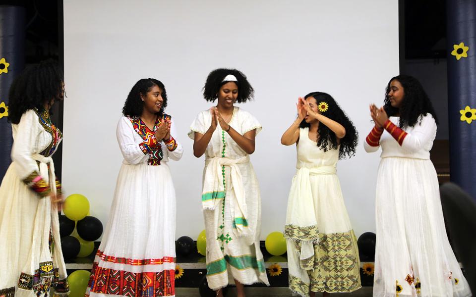 Students dancing