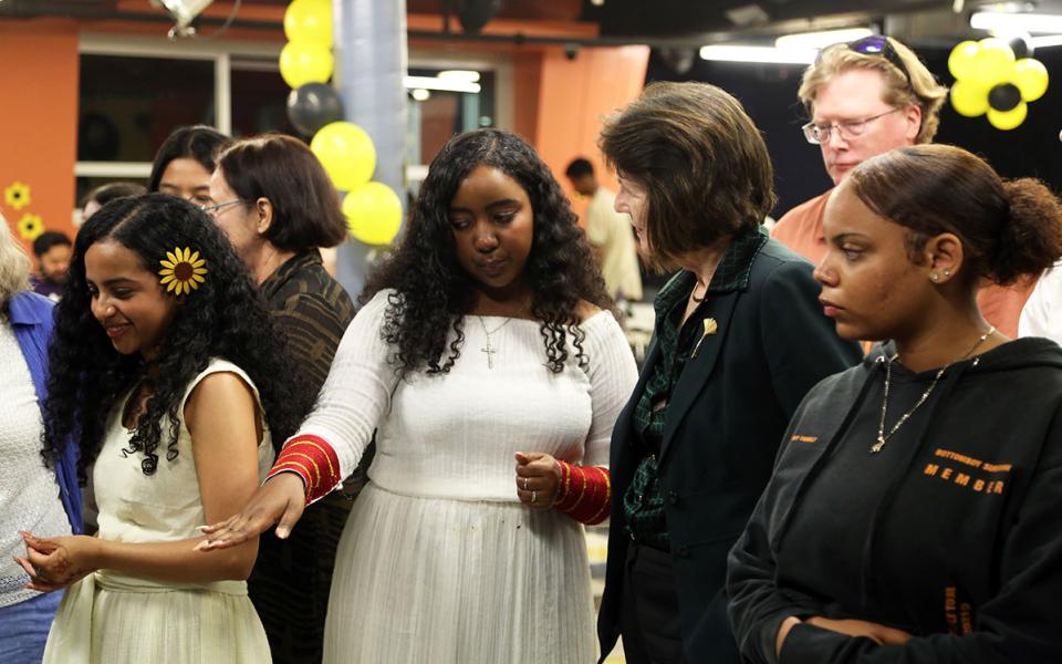 Students and President Dillon