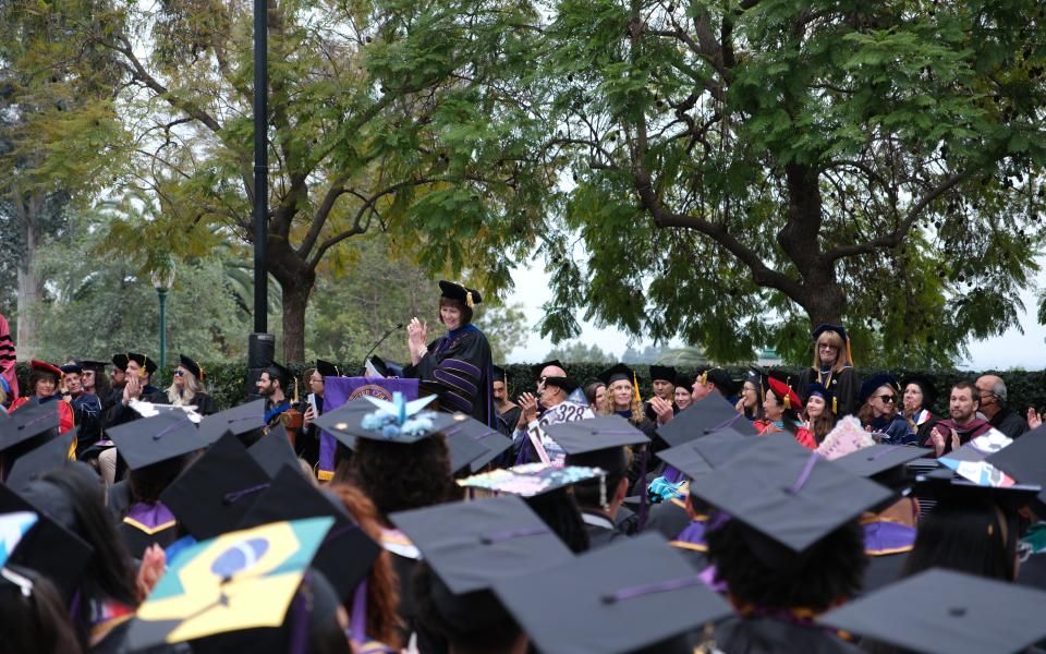 President Dillon speaking at commencement 