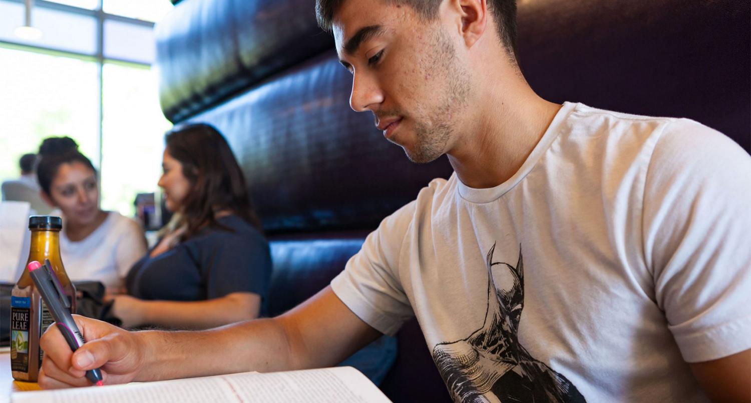 Male student studying