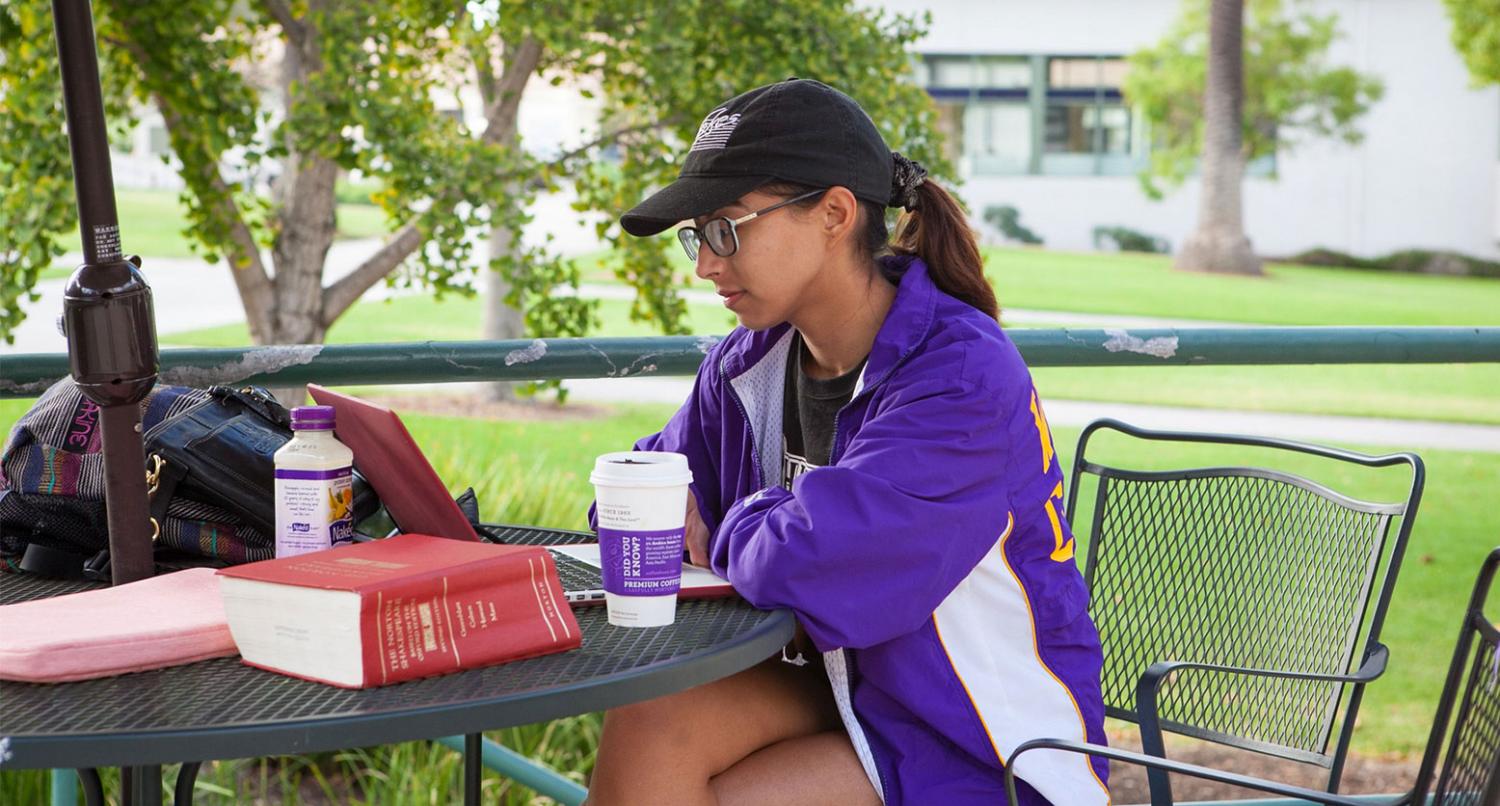 Female student studying