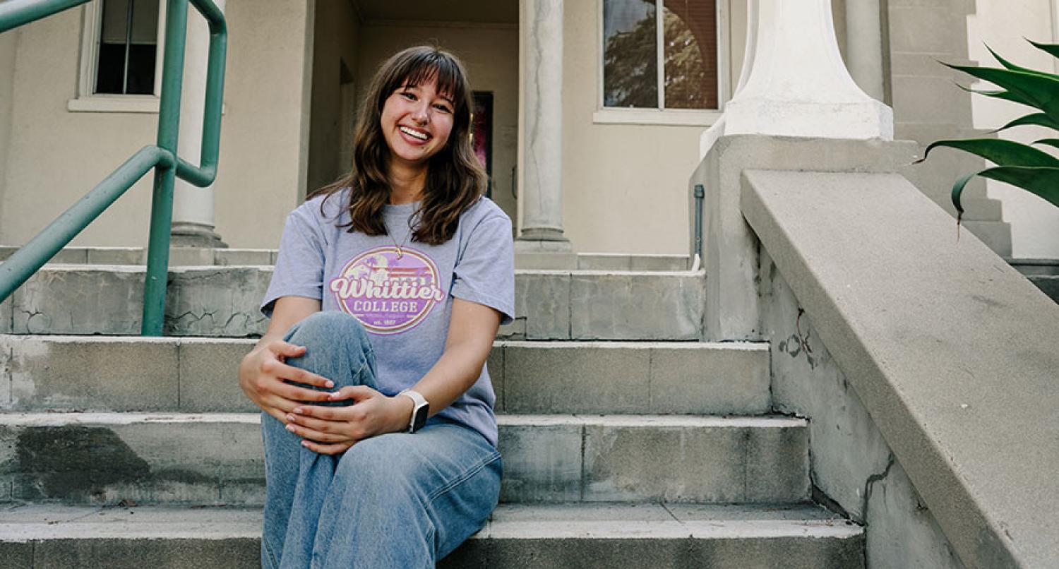 Student on steps