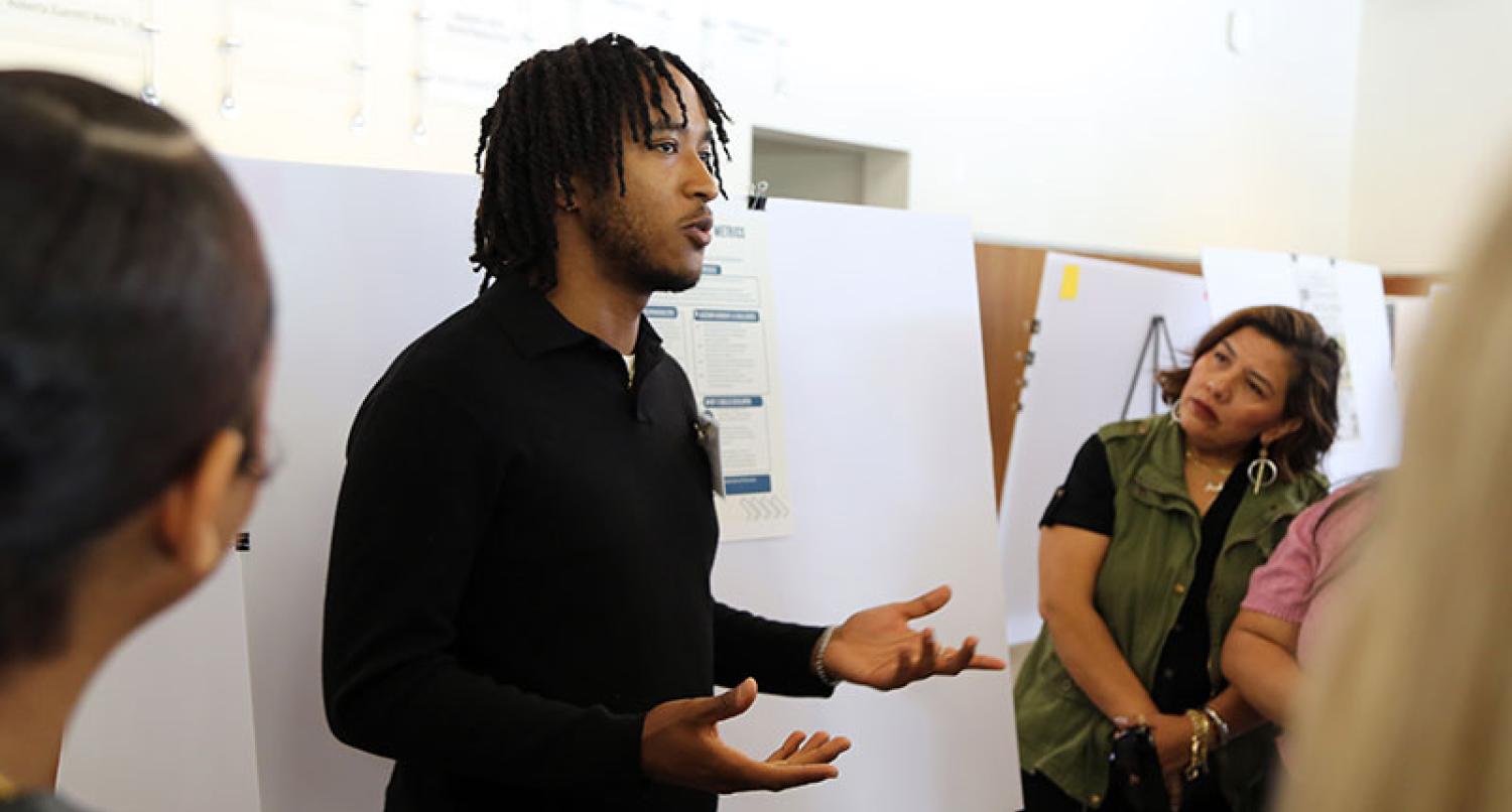 Student speaking publicly
