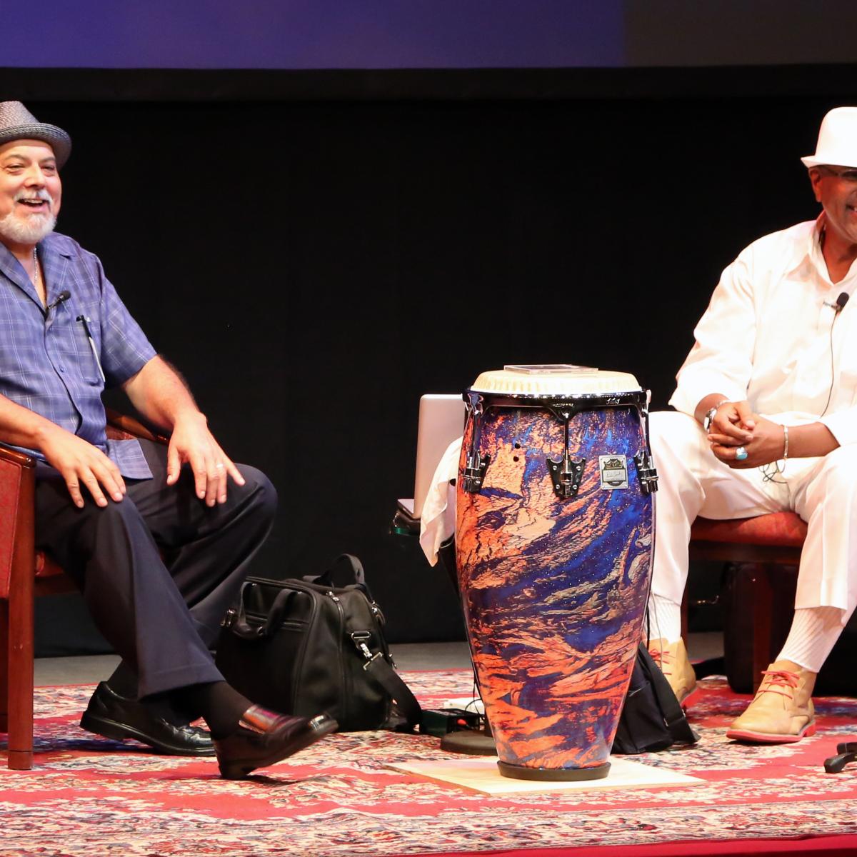 Poncho Sanchez and Prof. Danilo Lozano at Whittier College