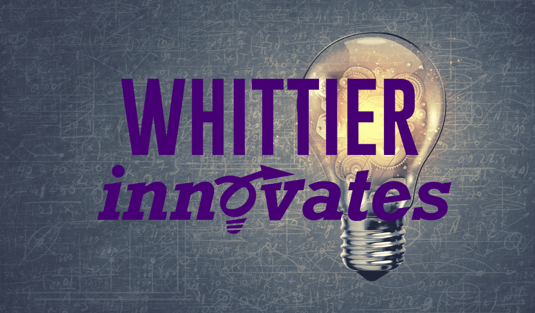 Whittier College Innovates over image of light bulb 