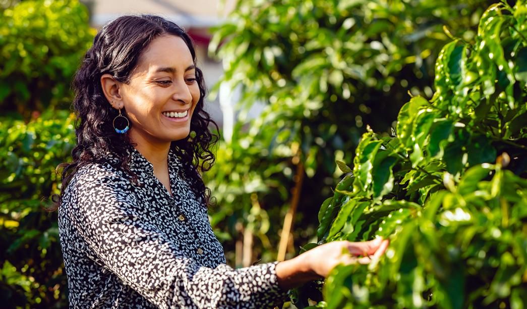 Stephanie Alcala in coffee orchard