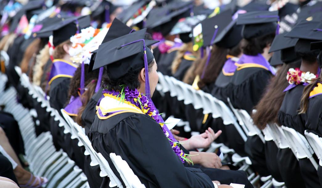 Graduates at commencement ceremony