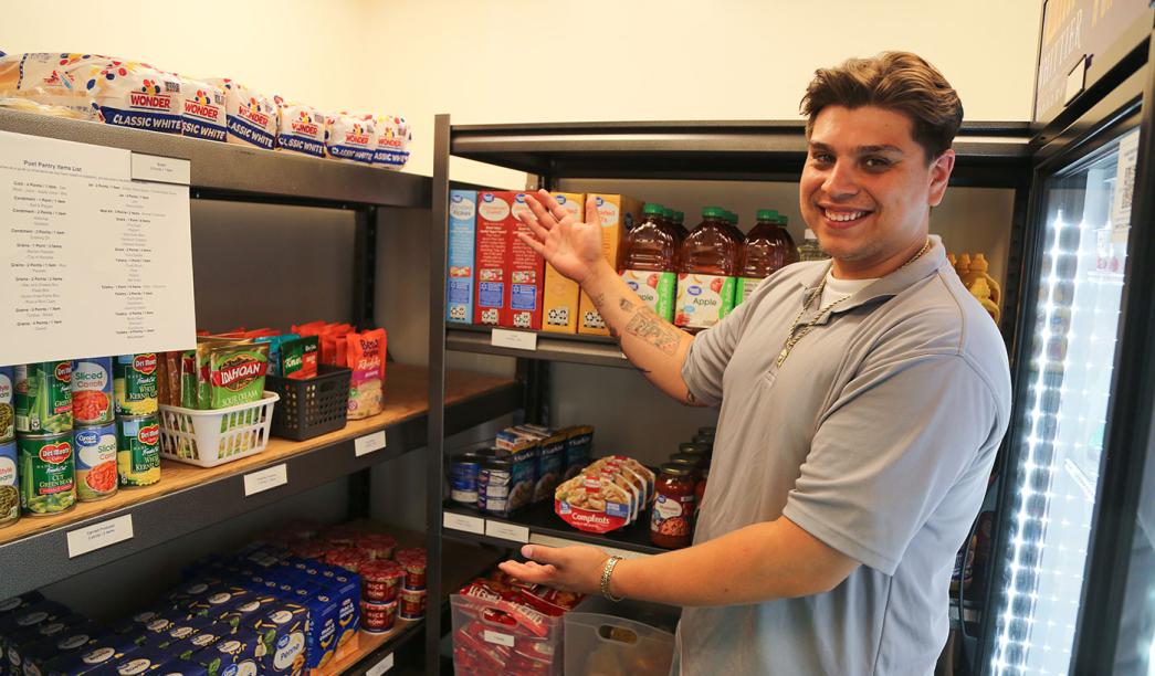 Student worker in pantry